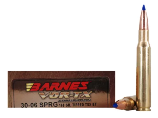 Barnes VOR-TX Ammunition 30-06 Springfield 168 Grain TTSX Polymer Tipped Spitzer Boat Tail Lead